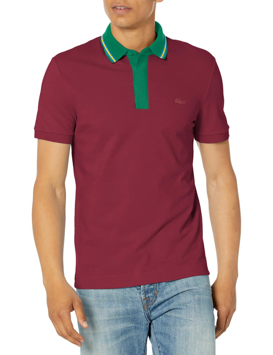 Lacoste Mens Short Sleeve Regular Fit Striped Neck Polo Shirt ZIN 3X-Large