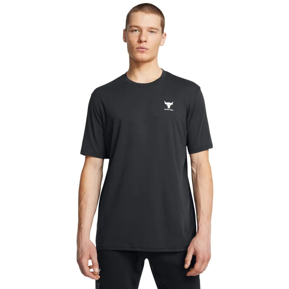 Under Armour Mens Project Rock Simple Branded Short Sleeve T Shirt (001) Black / / White Medium