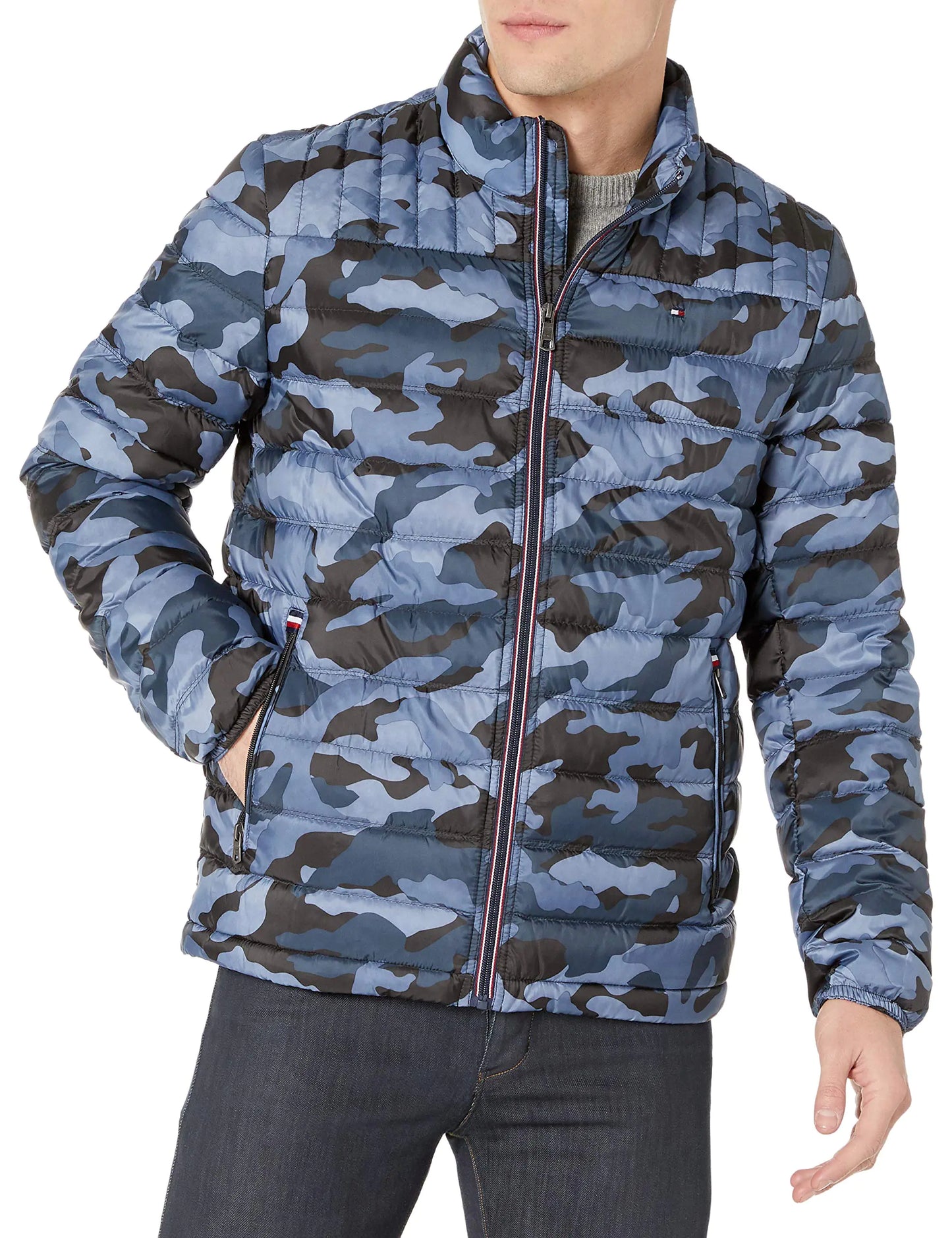 Tommy Hilfiger Men's Packable Down Puffer Jacket - Blue Camo Small