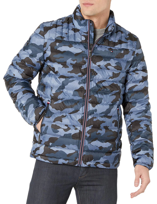 Tommy Hilfiger Men's Packable Down Puffer Jacket - Blue Camo Small