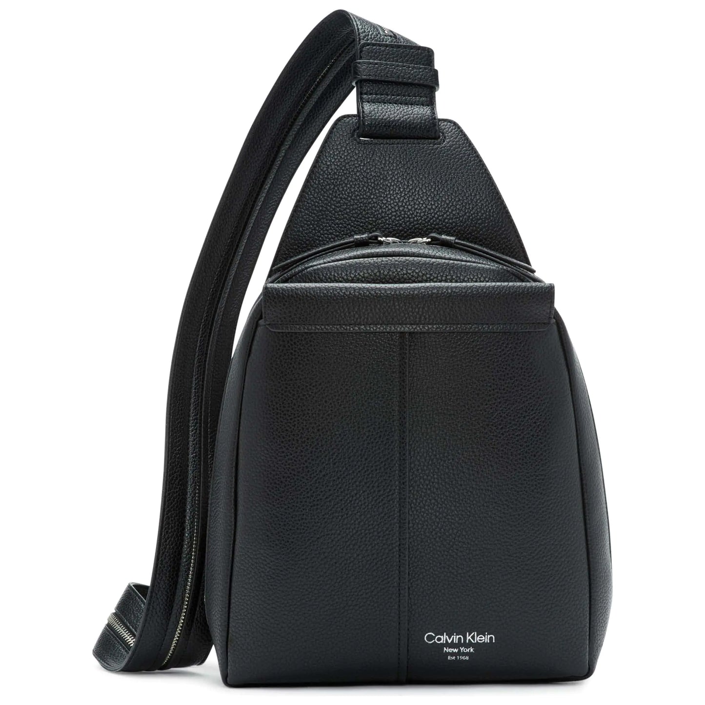 Calvin Klein Womens Myra Backpack for Women – Vegan Leather Convertible Sling Backpack 2 Pockets Black/Silver One Size