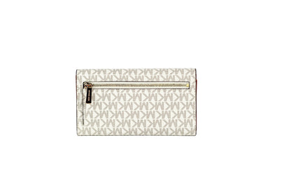 Michael Kors Jet Set Travel Large Vanilla Signature Trifold Wallet Clutch