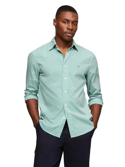 Tommy Hilfiger Mens Flex Poplin Gingham Regular Long Sleeve Shirts