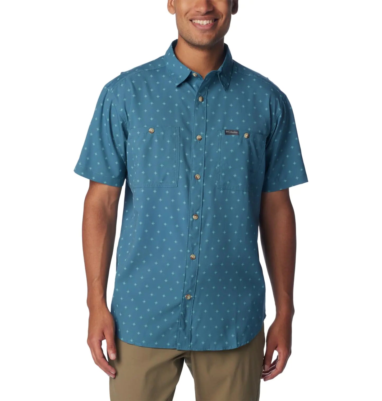 Columbia Mens Utilizer Printed Woven Short Sleeve Cloudburst Dawn Dot XX-Large