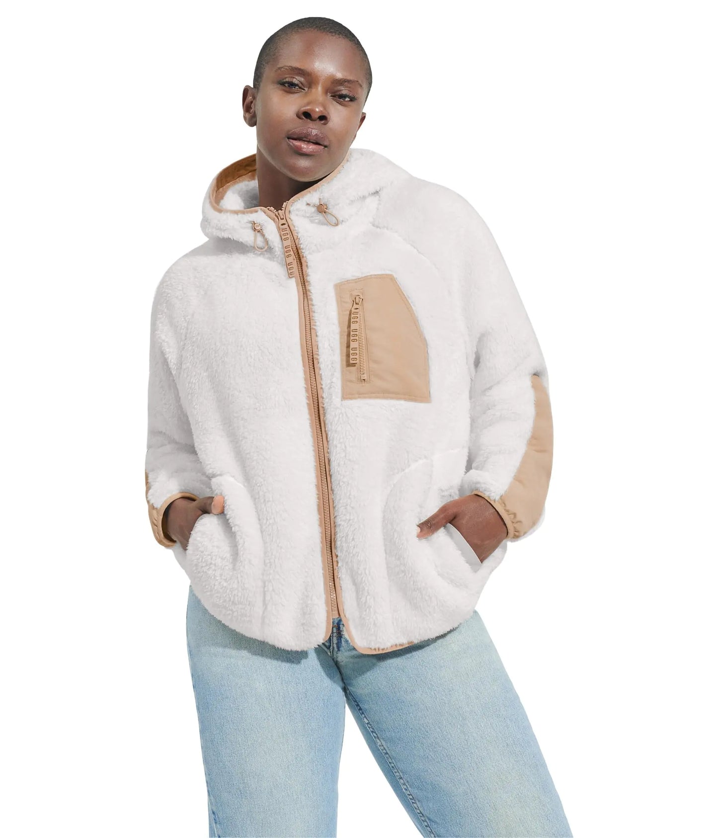 UGG Womens Ruthie Uggfluff Zip Hoodie Coat Nimbus Driftwood 1X