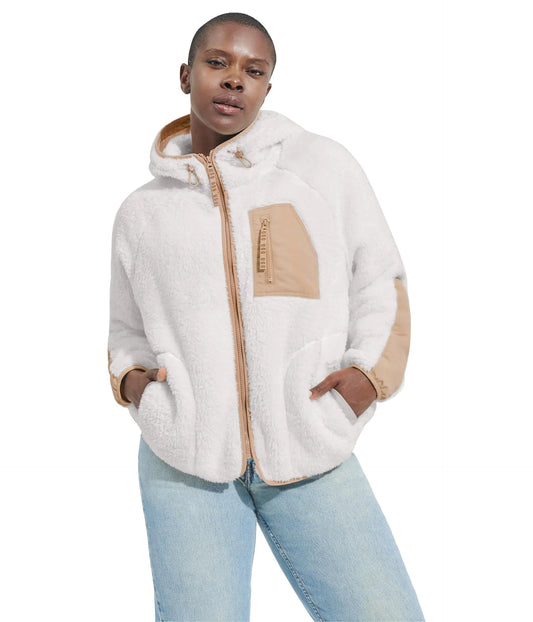 UGG Womens Ruthie Uggfluff Zip Hoodie Coat Nimbus Driftwood 1X