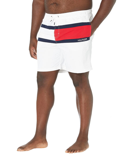 Tommy Hilfiger Mens 7" Th Flag Swim Trunks White Small US