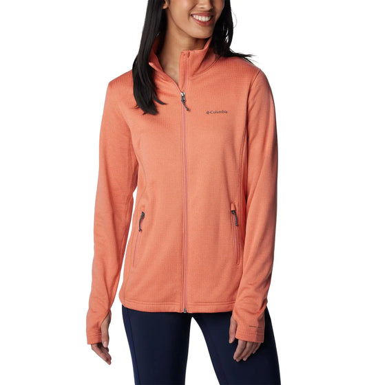 Columbia Womens Park View Grid Fleece Full Zip Faded Peach Heather X-Small