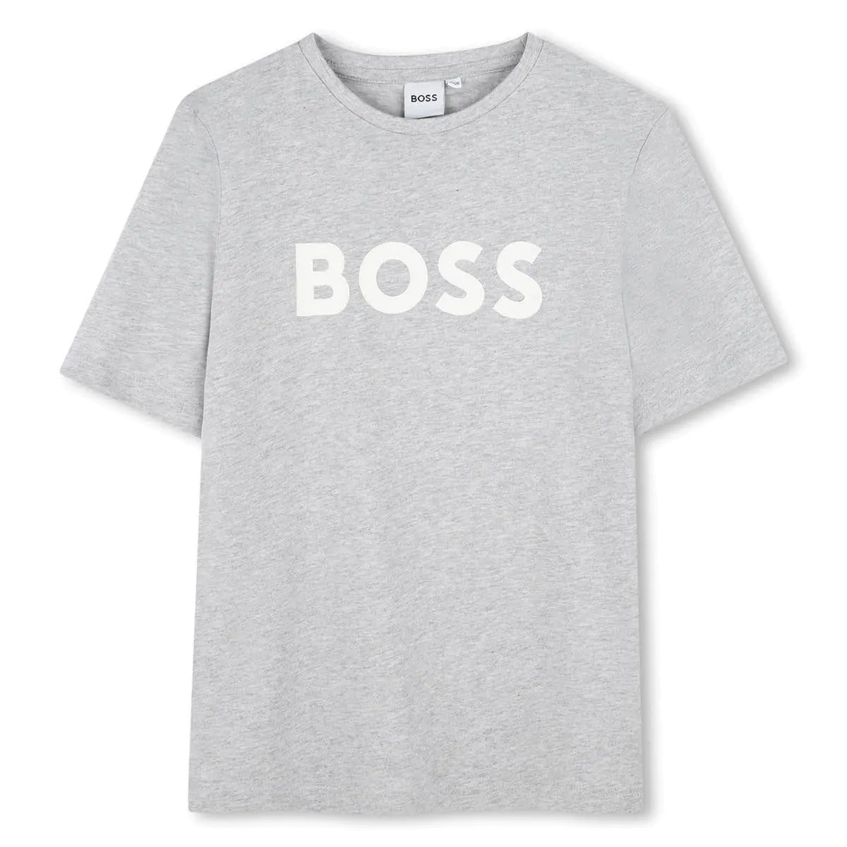 BOSS MEN Short Sleeve T-Shirt Front Logo Chine Grey