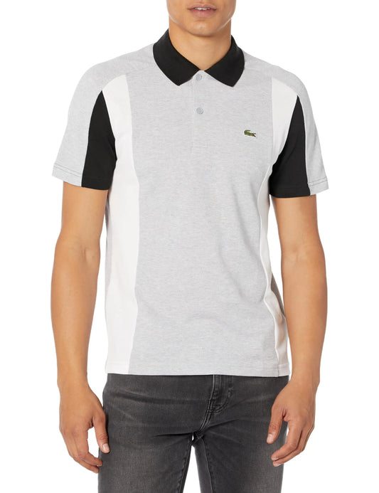 Lacoste Mens Short Sleeve Regular Fit Tri-Color Colorblock Polo Shirt