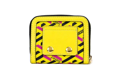 Versace La Greca Yellow Zip Coin Pouch Wallet