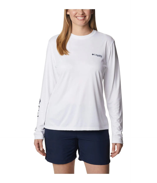 Columbia Womens Tidal Tee PFG Fish Star Long Sleeve White/Fish Star Large