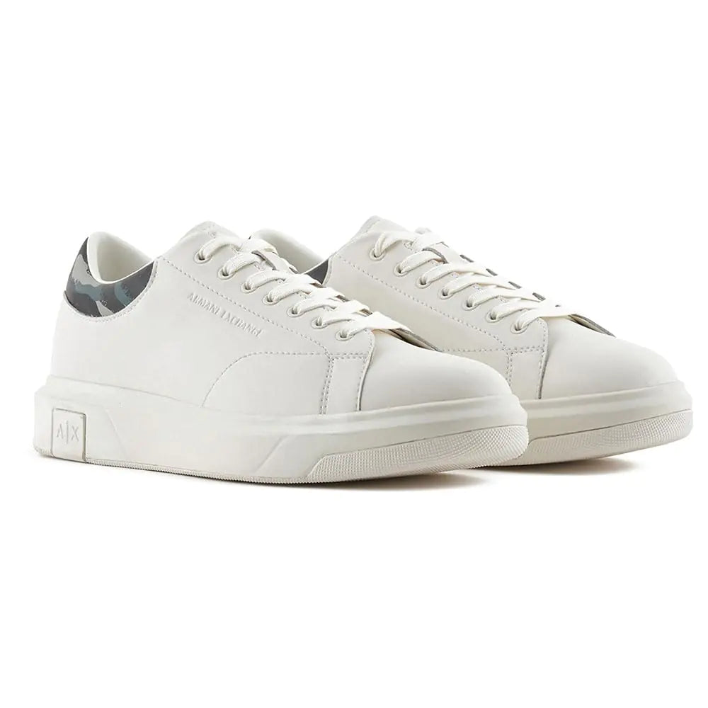 Armani Exchange Mens Venice Lace Up Sneaker Off White+Camo 11.5