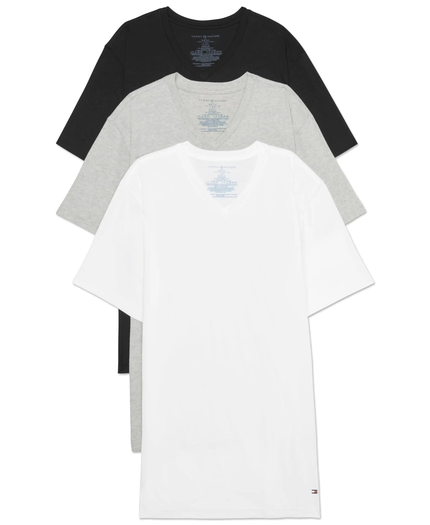 Tommy Hilfiger Mens Undershirts 3 Pack Cotton Classics V-Neck T-Shirt Underwear Black Pepper XL