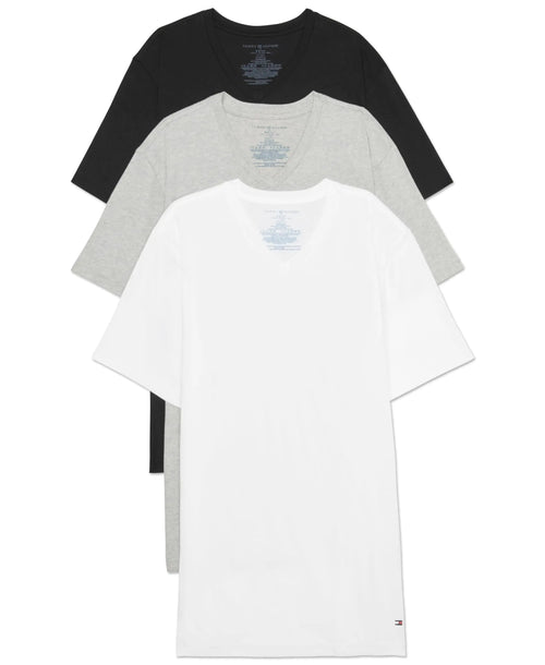 Tommy Hilfiger Mens Undershirts 3 Pack Cotton Classics V-Neck T-Shirt Underwear Black Pepper XL