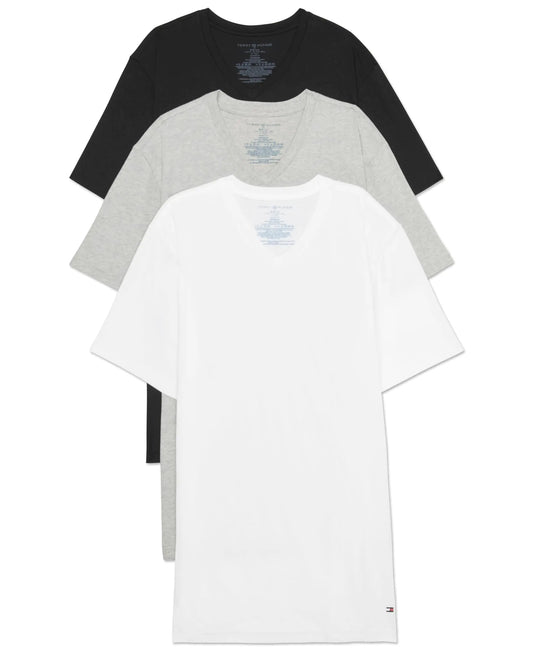 Tommy Hilfiger Mens Undershirts 3 Pack Cotton Classics V-Neck T-Shirt Underwear Black Pepper XL