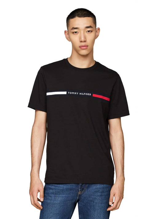 Tommy Hilfiger Mens Chest Insert Tee Black