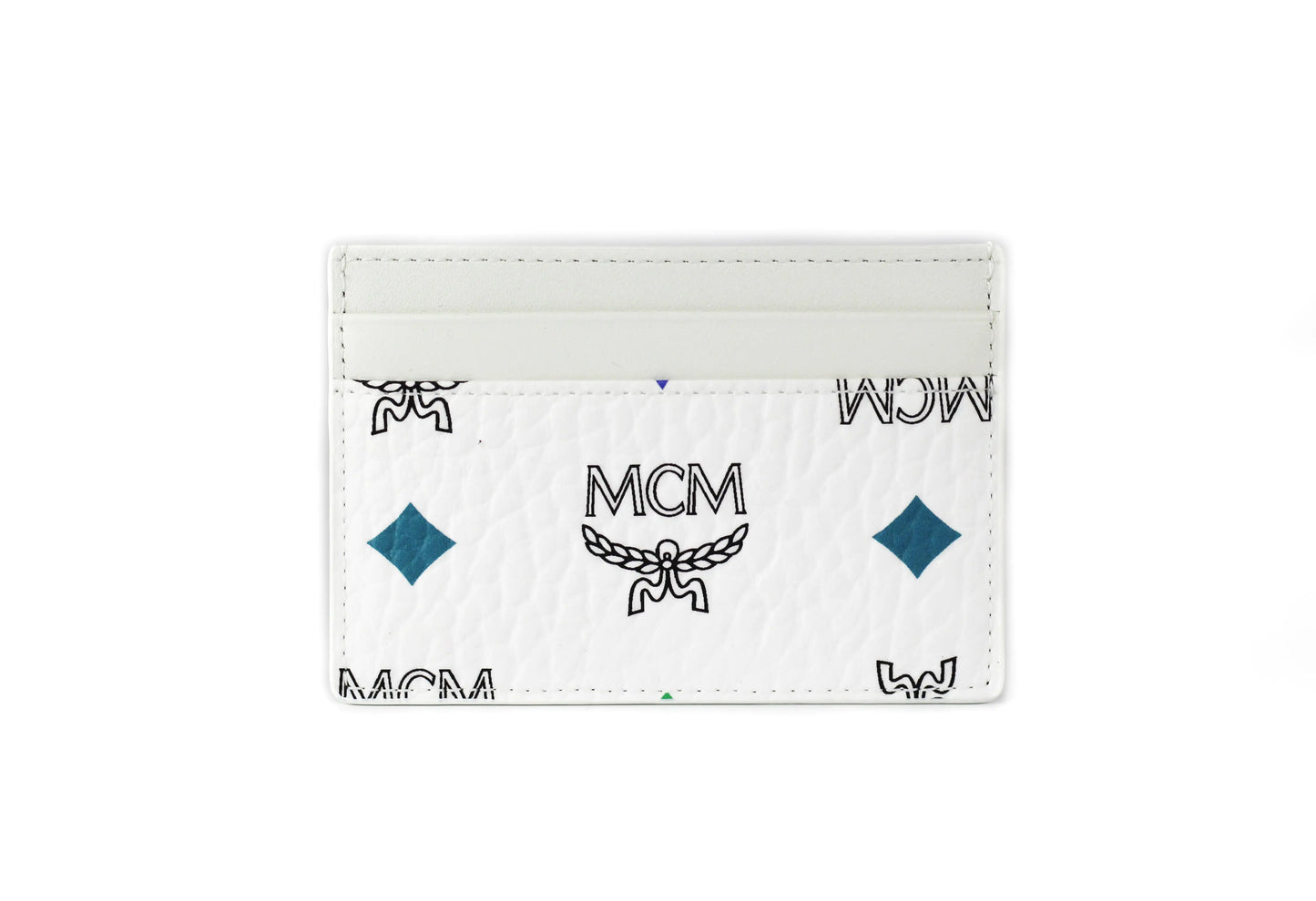 MCM Spectrum White Blue Visetos Leather Card Case