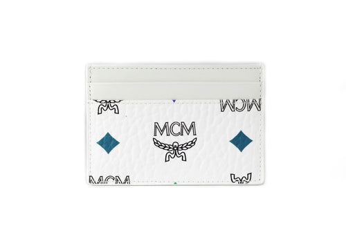 MCM Spectrum White Blue Visetos Leather Card Case