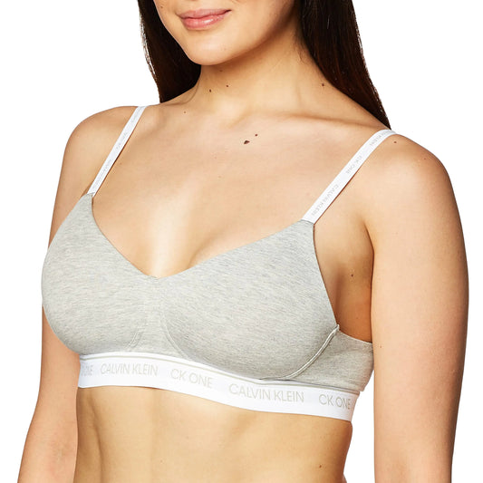 Calvin Klein Womens CK One Cotton Lightly Lined Bralette GREY HEATHER L