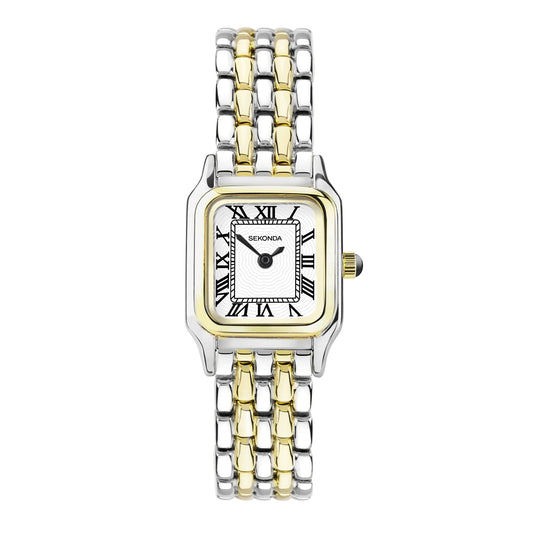 Sekonda Monica Ladies 20mm Quartz Watch in White with Analogue Display and Two Tone Alloy Strap 40125