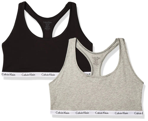 Calvin Klein Womens Modern Cotton Bralette Black/Grey Heather Medium