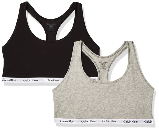 Calvin Klein Womens Modern Cotton Bralette Black/Grey Heather Medium