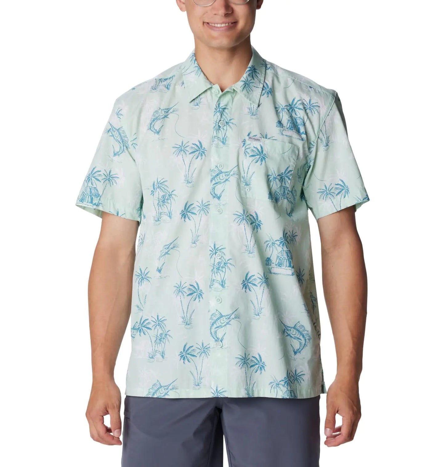 Columbia Mens Trollers Best Short Sleeve Shirt ICY Morn/Scribbled X-Large