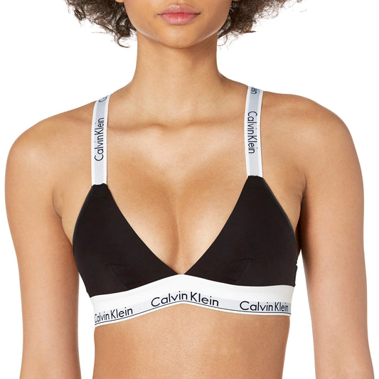 Calvin Klein Modern Cotton Unlined Triangle Crossback Bralette Black