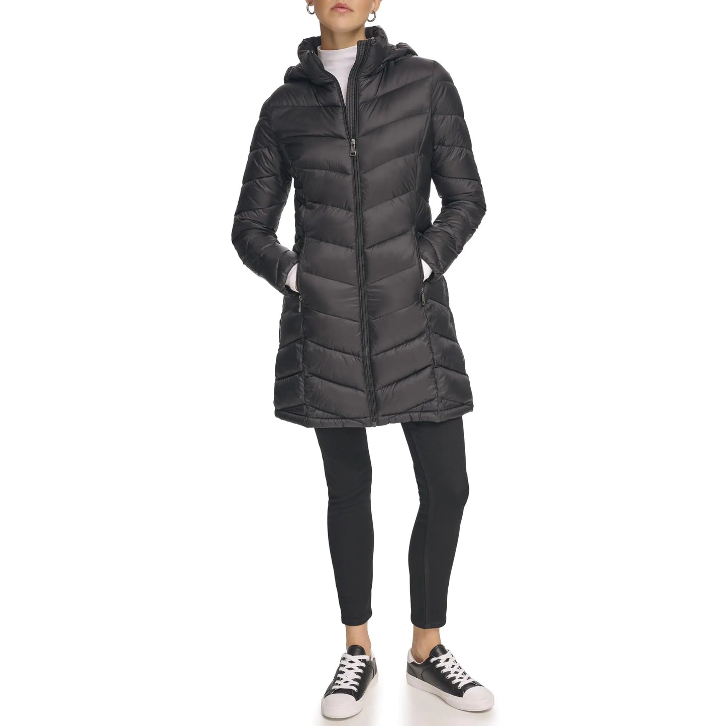 Calvin Klein Women's Hooded Puffer Jacket Black S