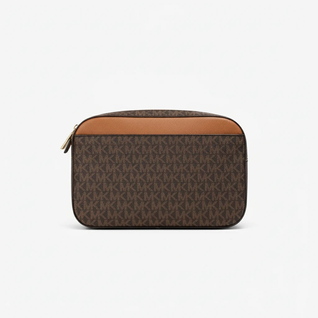 Michael Kors Jet Set EW Brown PVC Zip Chain Crossbody