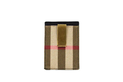 Burberry House Check Chase Black Leather Money Card Case