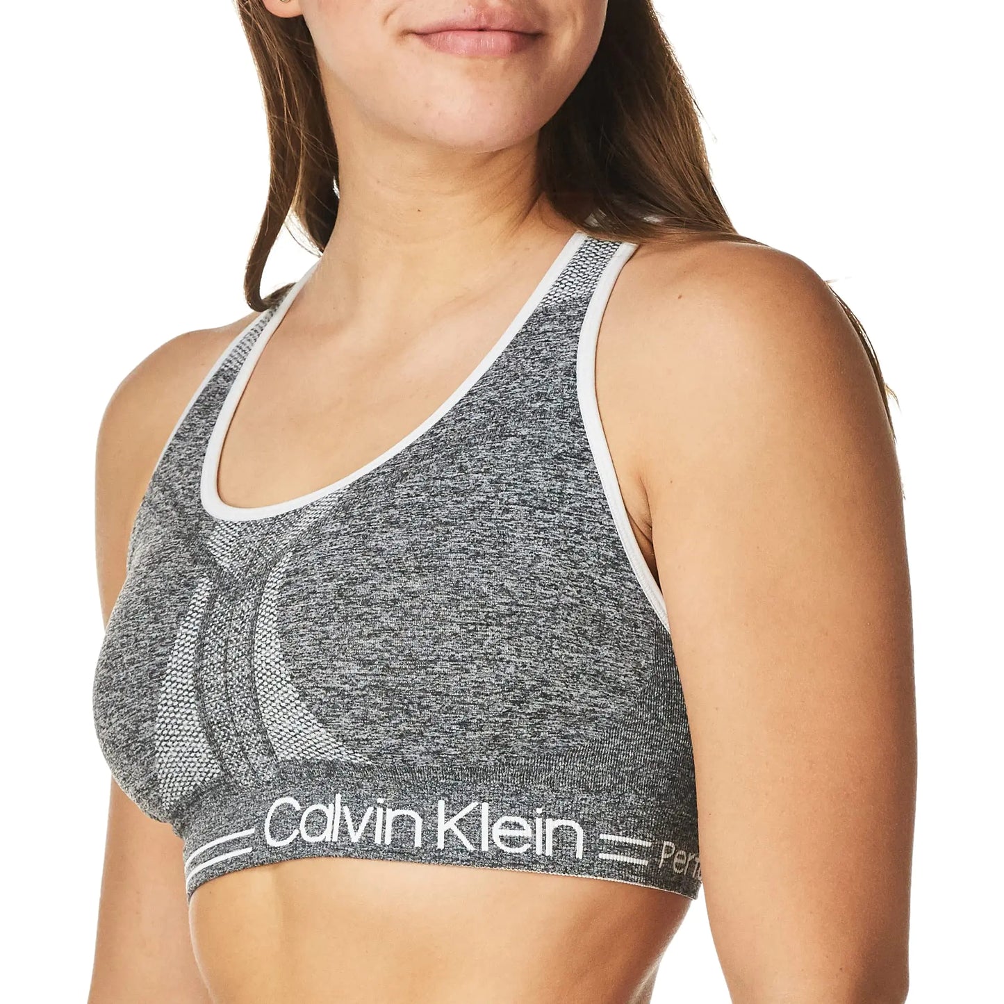 Calvin Klein Performance Womens Medium Impact Reversible Sports Bra (Standard and Plus Sizing) Heather Grey/White X-Small