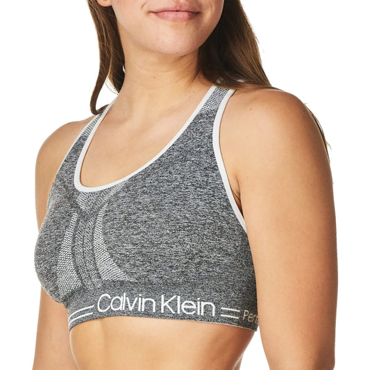 Calvin Klein Performance Womens Medium Impact Reversible Sports Bra (Standard and Plus Sizing) Heather Grey/White X-Small