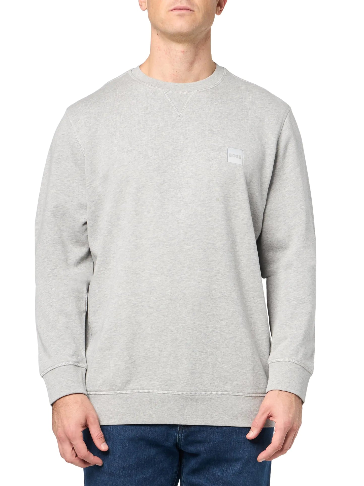 BOSS Patch Logo French Terry Pullover Cotton Sweatshirt