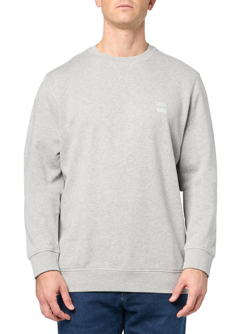BOSS Patch Logo French Terry Pullover Cotton Sweatshirt