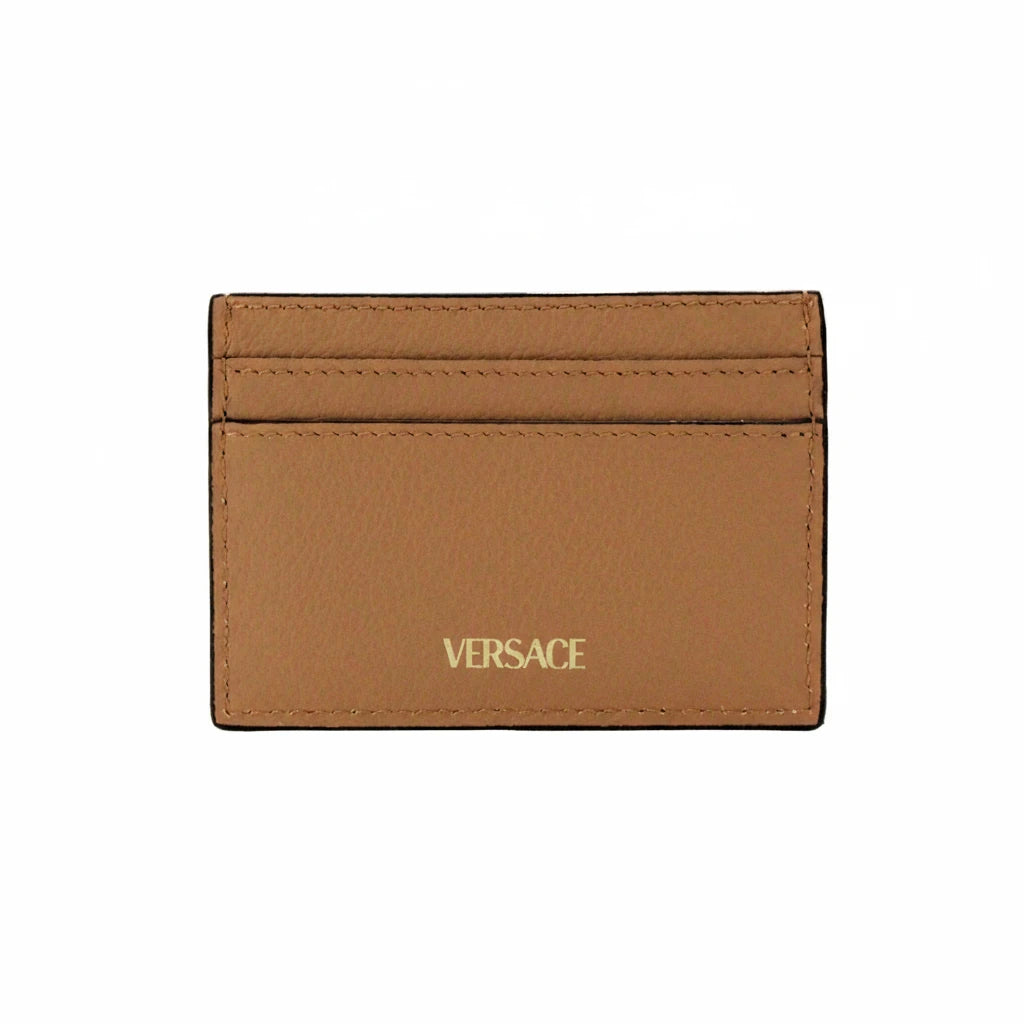 Versace Mini Medusa Brown Grainy Leather Card Case
