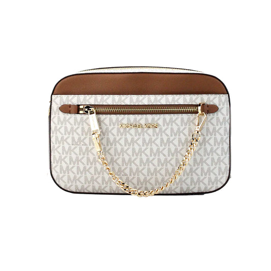 Michael Kors Jet Set EW Vanilla PVC Zip Chain Crossbody