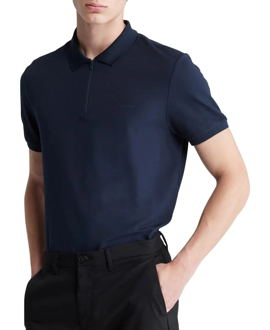 Calvin Klein Mens Tech Zip Polo Dark Sapphire