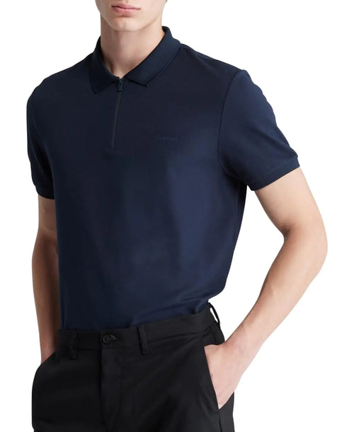 Calvin Klein Mens Tech Zip Polo Dark Sapphire