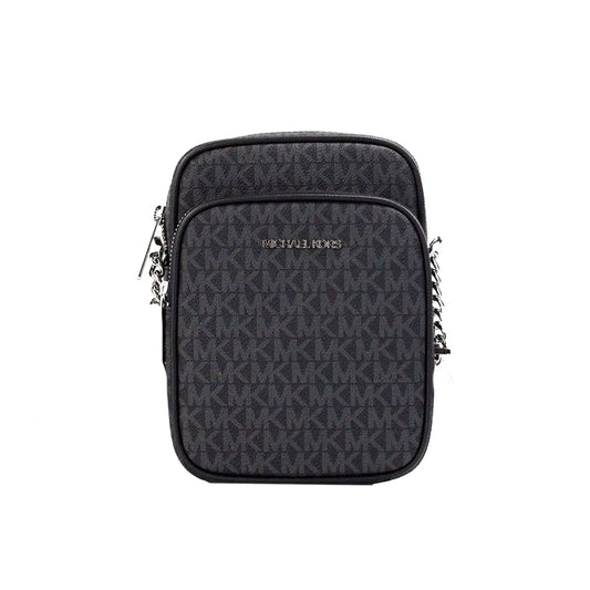 Michael Kors Flight Black PVC North South Chain Crossbody