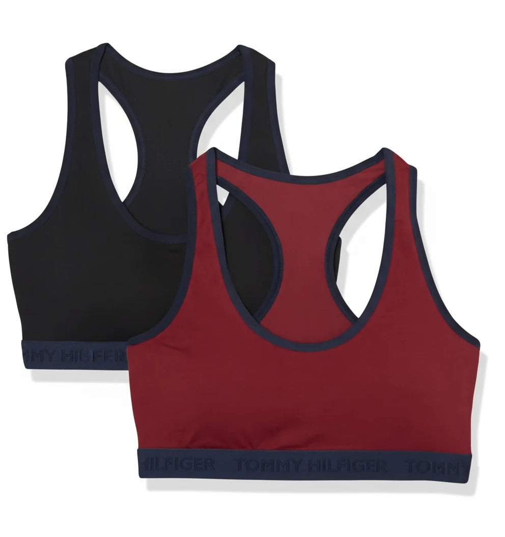 Tommy Hilfiger Women's 2-Pack Racerback Bralettes in Zinfandel/Black