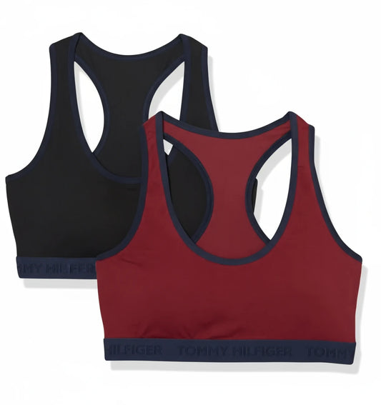 Tommy Hilfiger Women's 2-Pack Racerback Bralettes in Zinfandel/Black