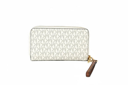 Michael Kors Jet Set Large Leather Vanilla Multifunction Phone Wristlet Wallet