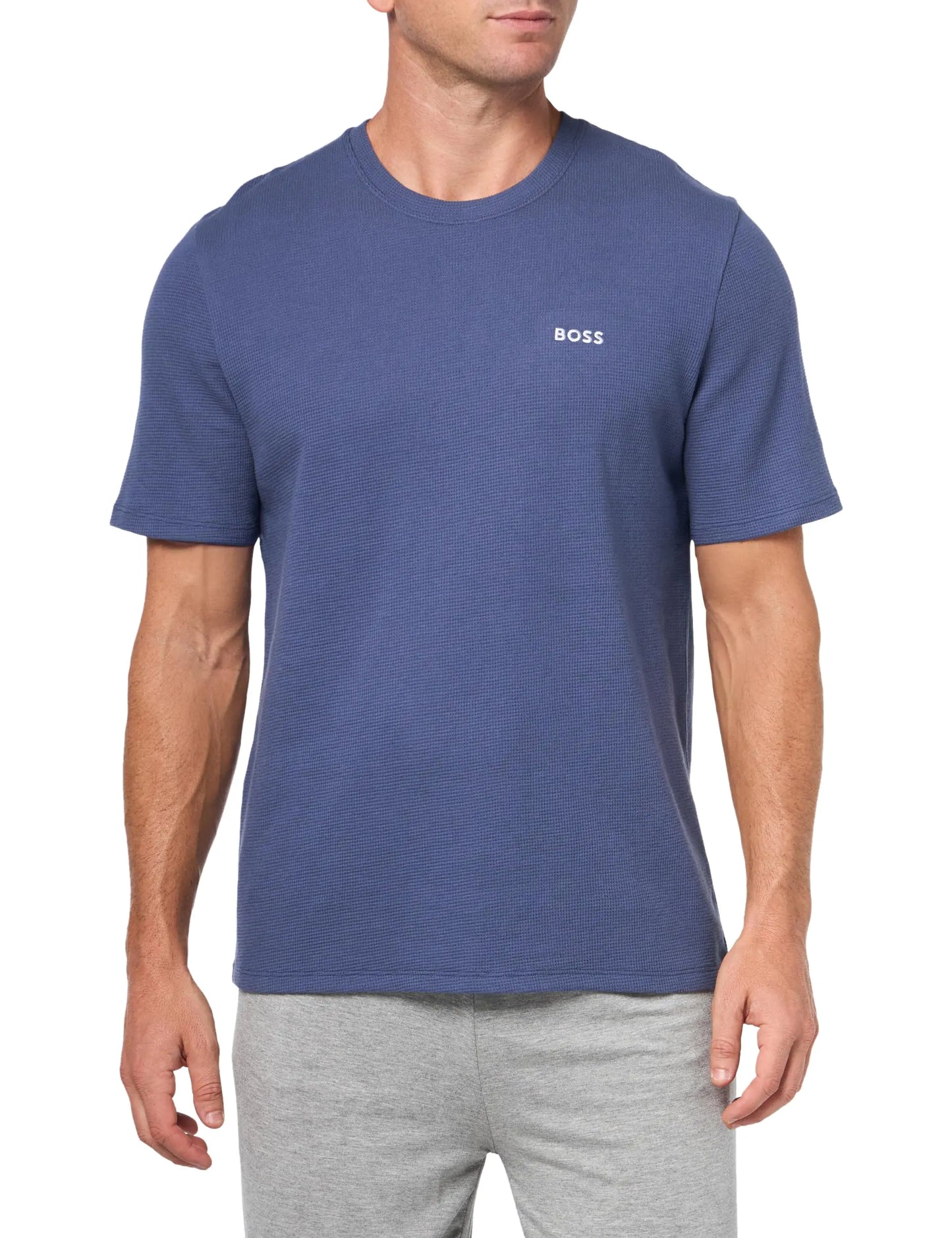 Waffle Contrast Logo Short-Sleeve T-Shirt Blue Corn S